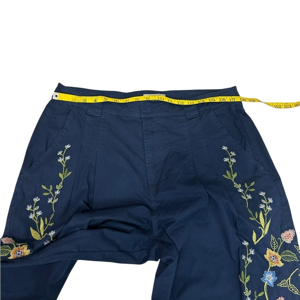 Sundance Garden Grand Pants Womens Blue Barrel Pleats Embroidered Sz 14 - Picture 11 of 13